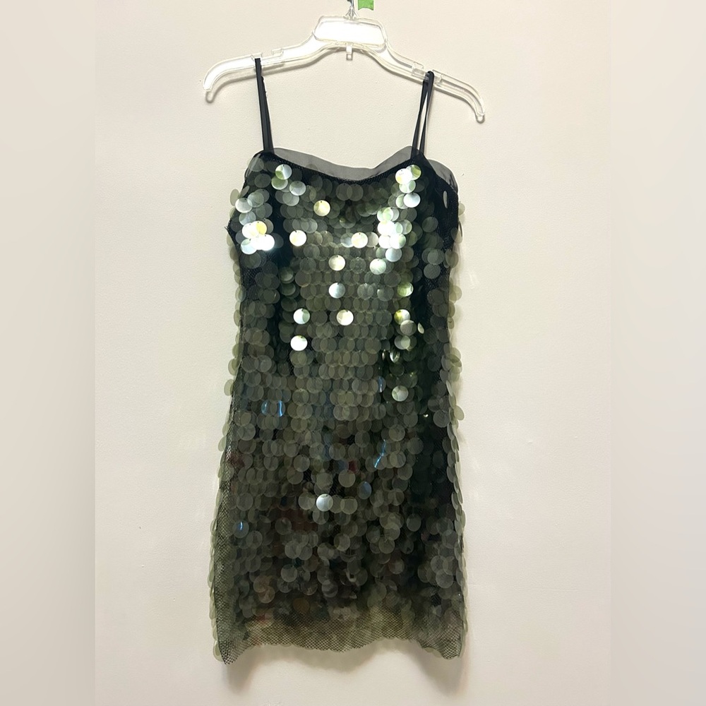 Glamorous Sequin Mini Dress in Black and Silver